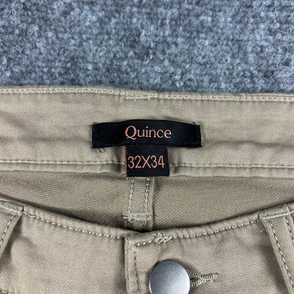 Quince 5-Pocket Chino Pants Mens 32x34 Khaki Tan Stretch Cotton Twill Straight - Picture 4 of 9